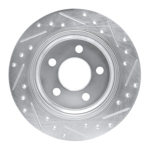 Jeep TJ Brake Rotor (1) - Rear Left - R1 Concepts - Drilled & Slotted - Silver - `03-`07
